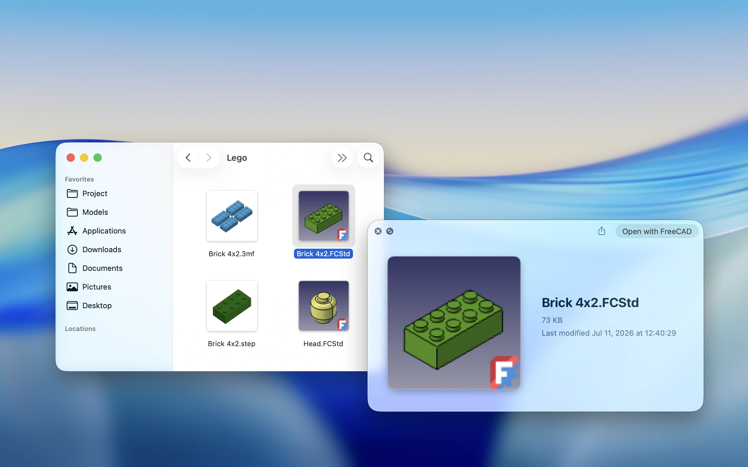 Finder thumbnails for FreeCAD FCStd files